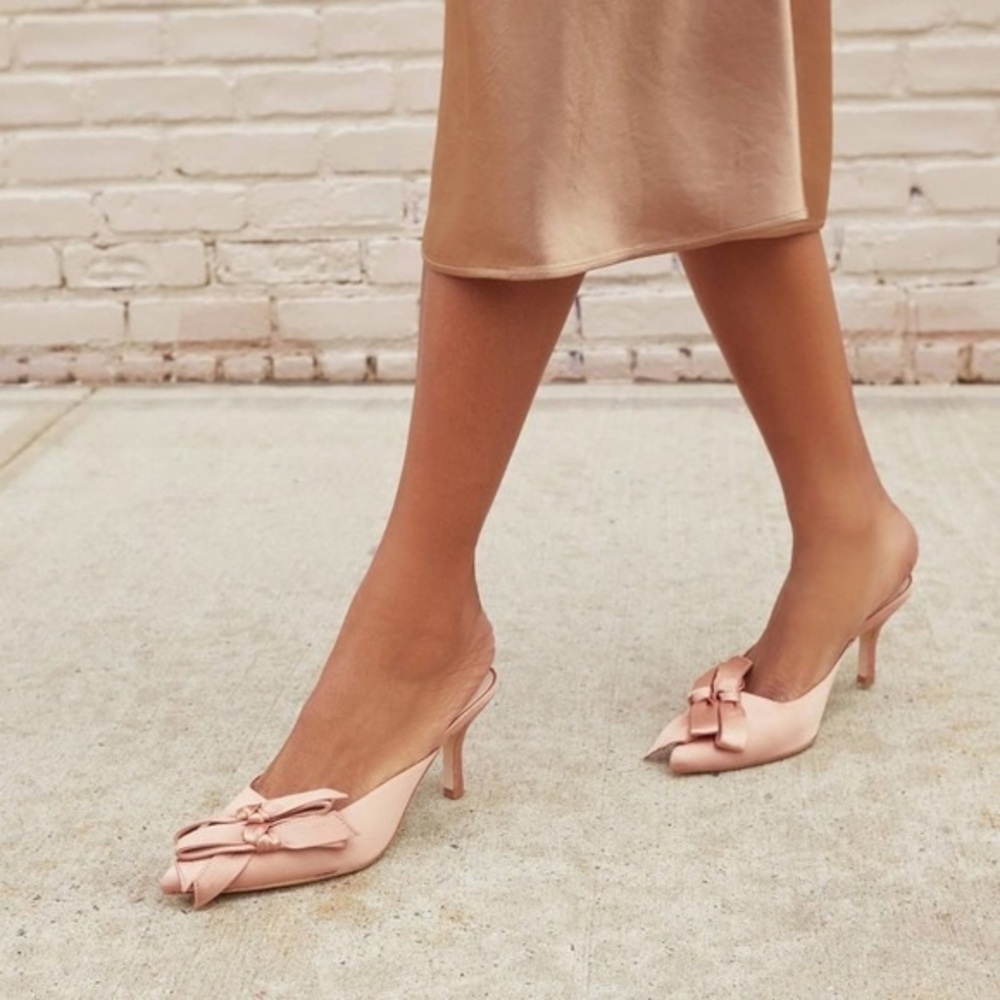 Loeffler Randall pink satin slippers 8